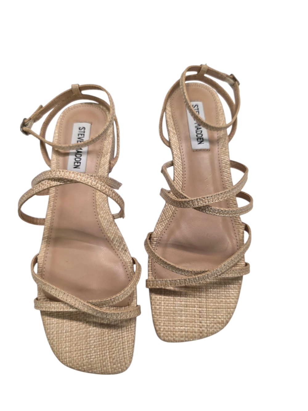 Steve Madden Gold Beige Strappy Woven Sandals